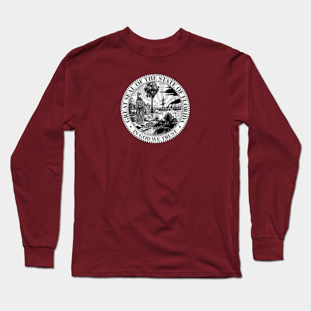 Black white seal US State Of Florida sign coat of arms Long Sleeve T-Shirt by vlada123